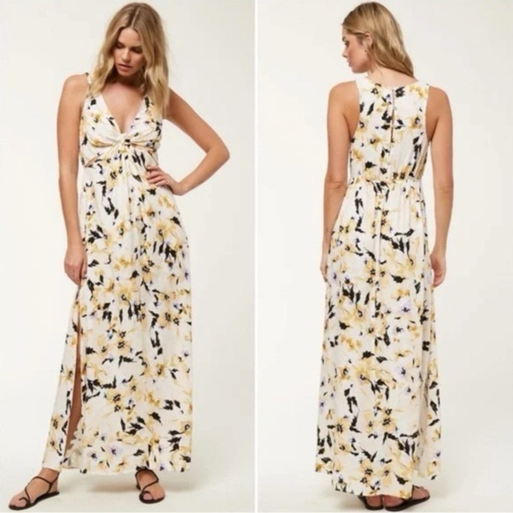 O'NEILL Theodora Floral Side Slit Cutout Maxi Dress S